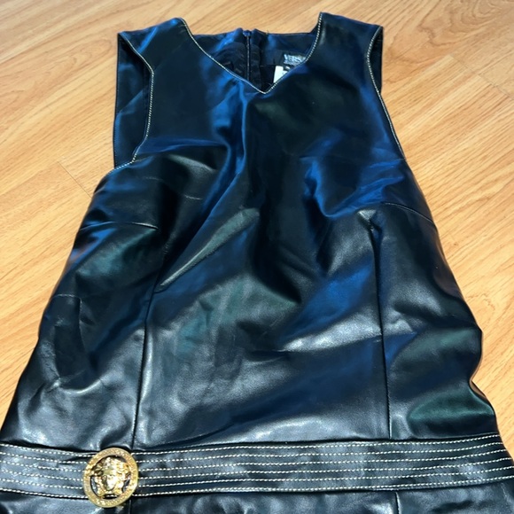 Vintage Versace Leather Jean Couture Dress with waist Medalion Logo - Picture 5 of 7